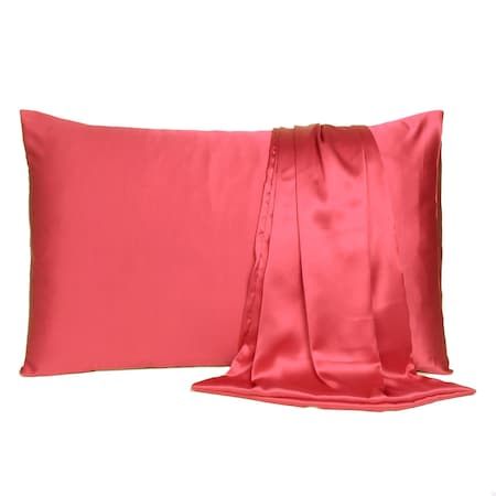 Homeroots 20 x 30 in. Poppy Red Dreamy Silky Satin Queen Size Pillowcases 387906